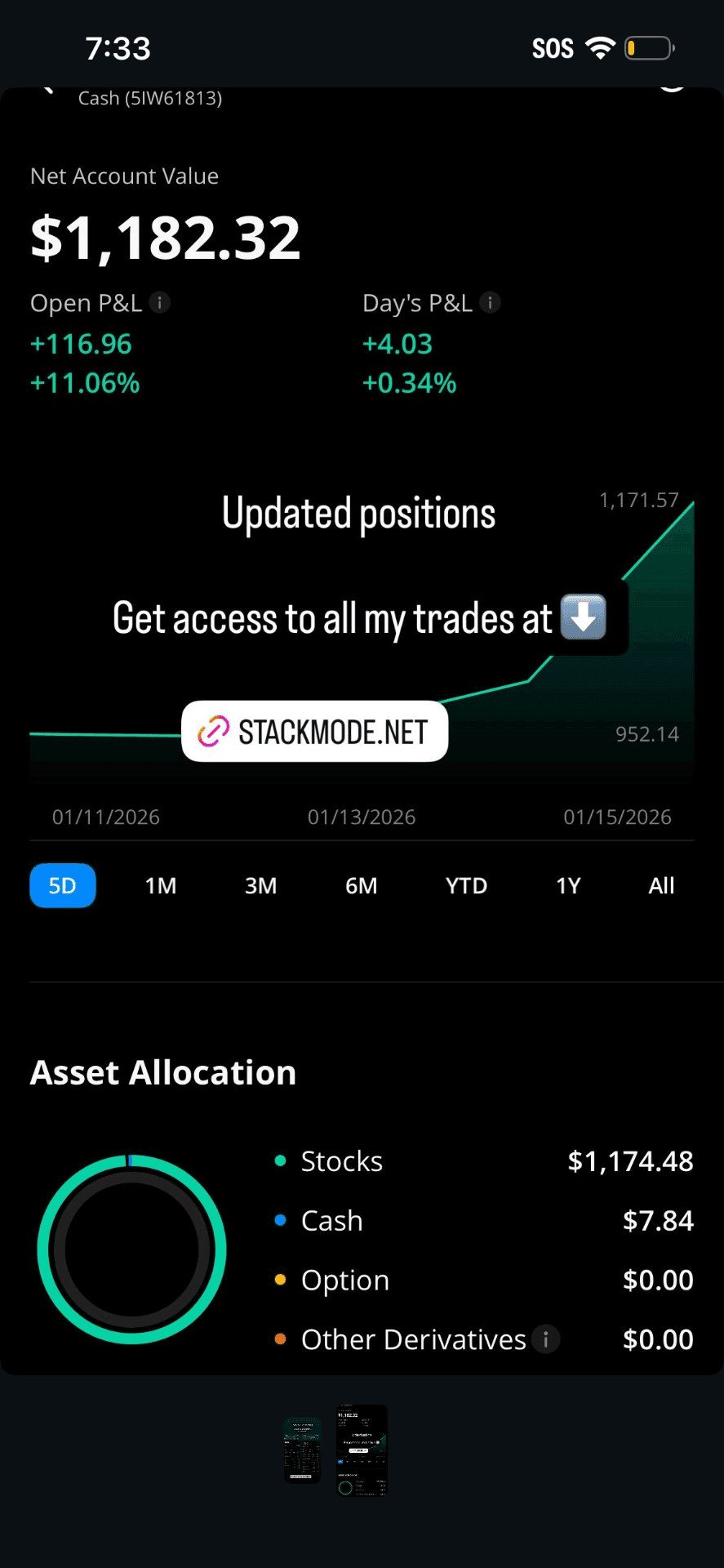 Student account growth screenshot