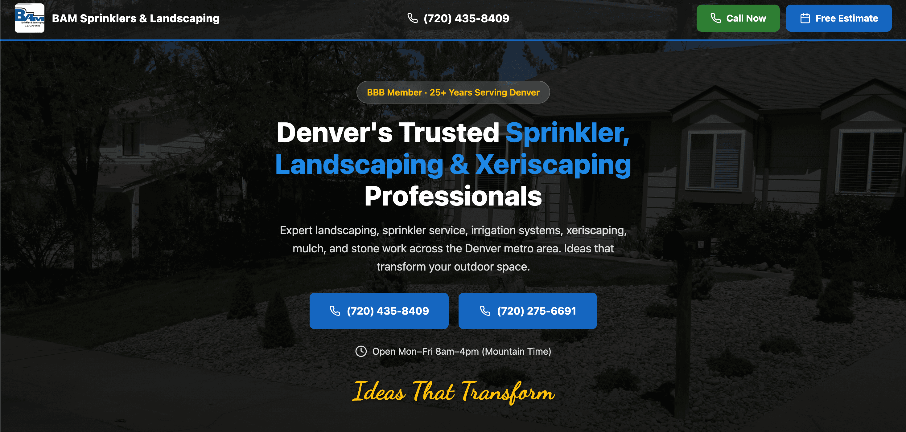 BAM Sprinklers & Landscaping — website built by StackModeChris at Stackmode Network