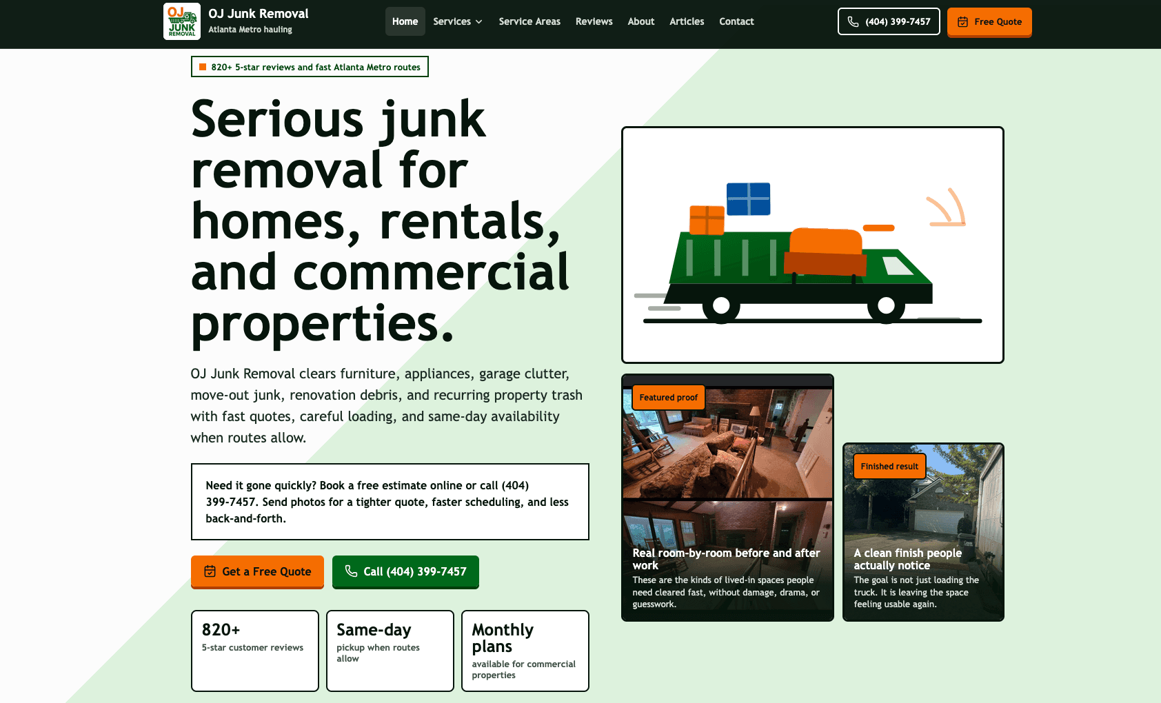 OJ Junk Removal — website built by StackModeChris at Stackmode Network