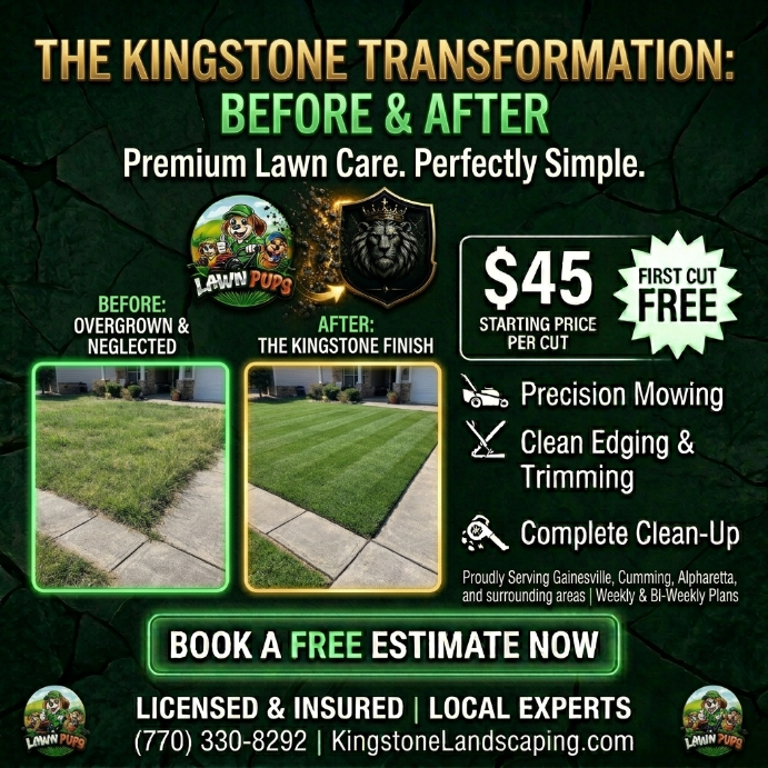 Kingstone Landscaping before and after ad designed by Stackmode