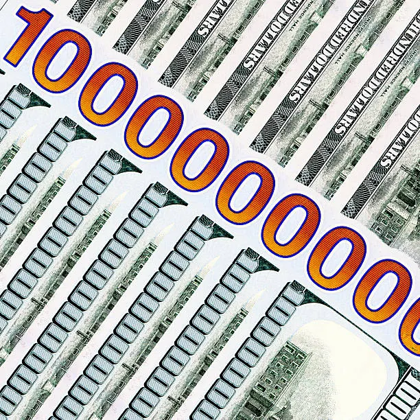 Billion dollars text over money background