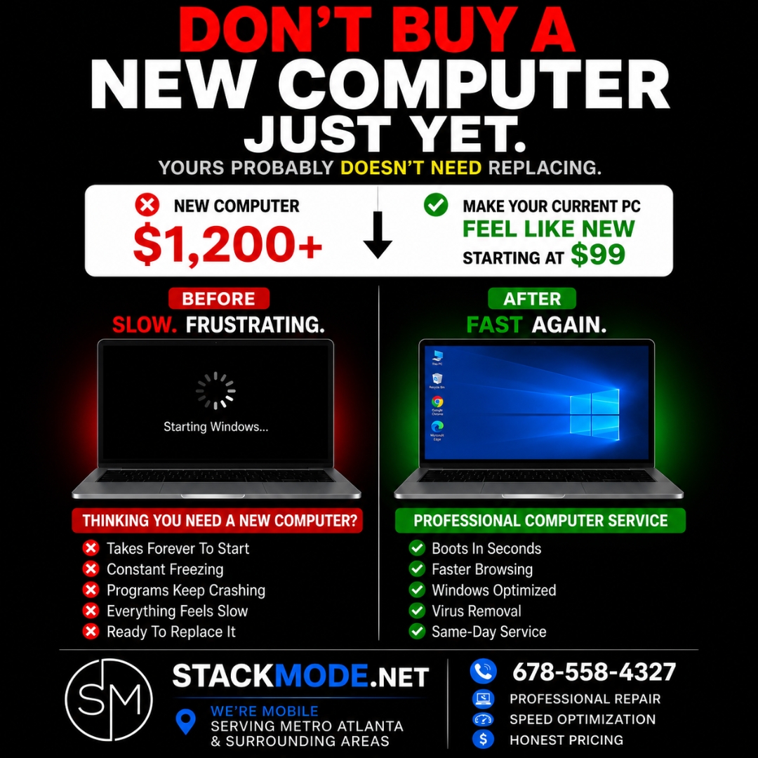 Computer repair Meta ad creative example
