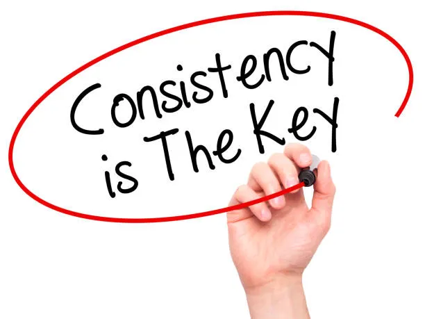 Consistency is the key written on a board