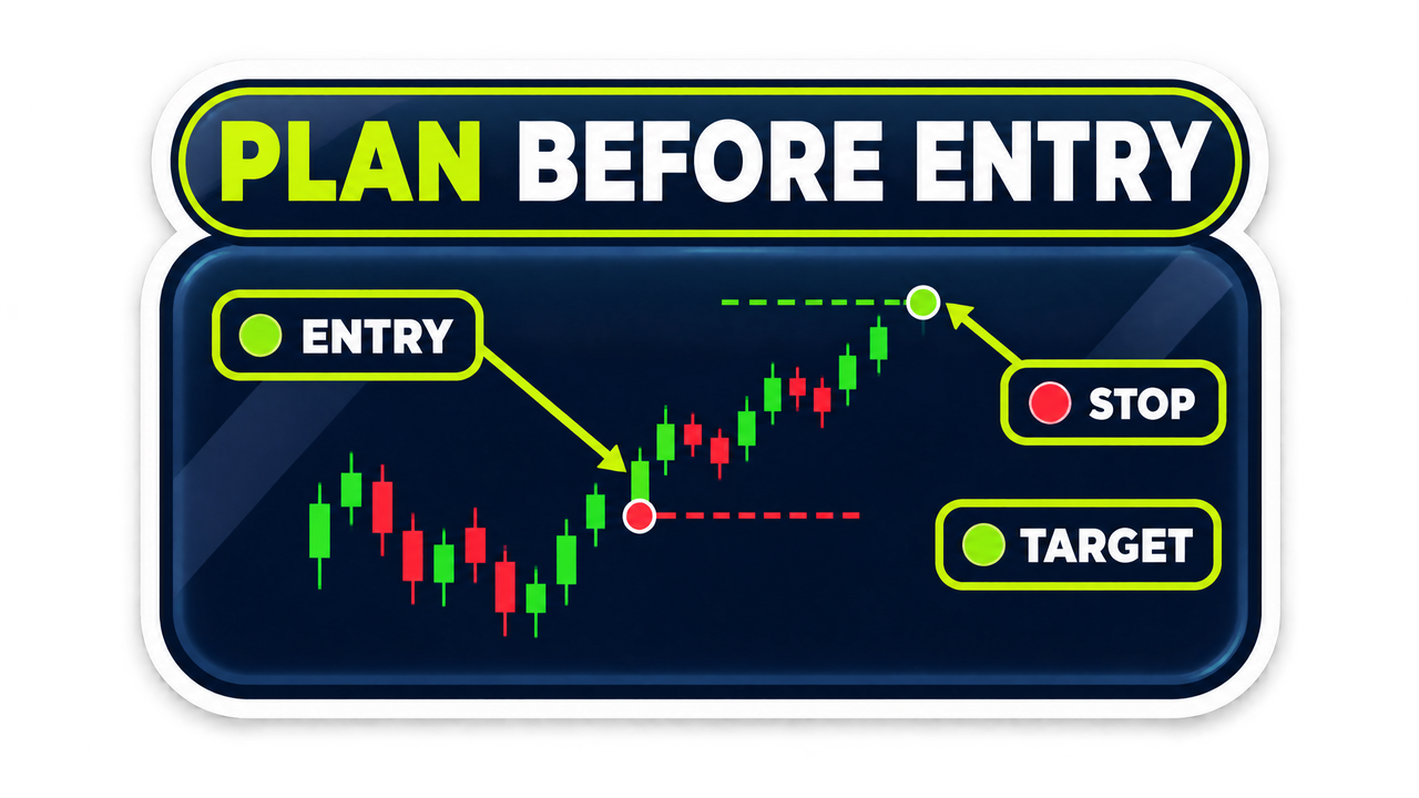 Trading plan checklist showing entry price, stop loss, take profit, position size, and trade reason