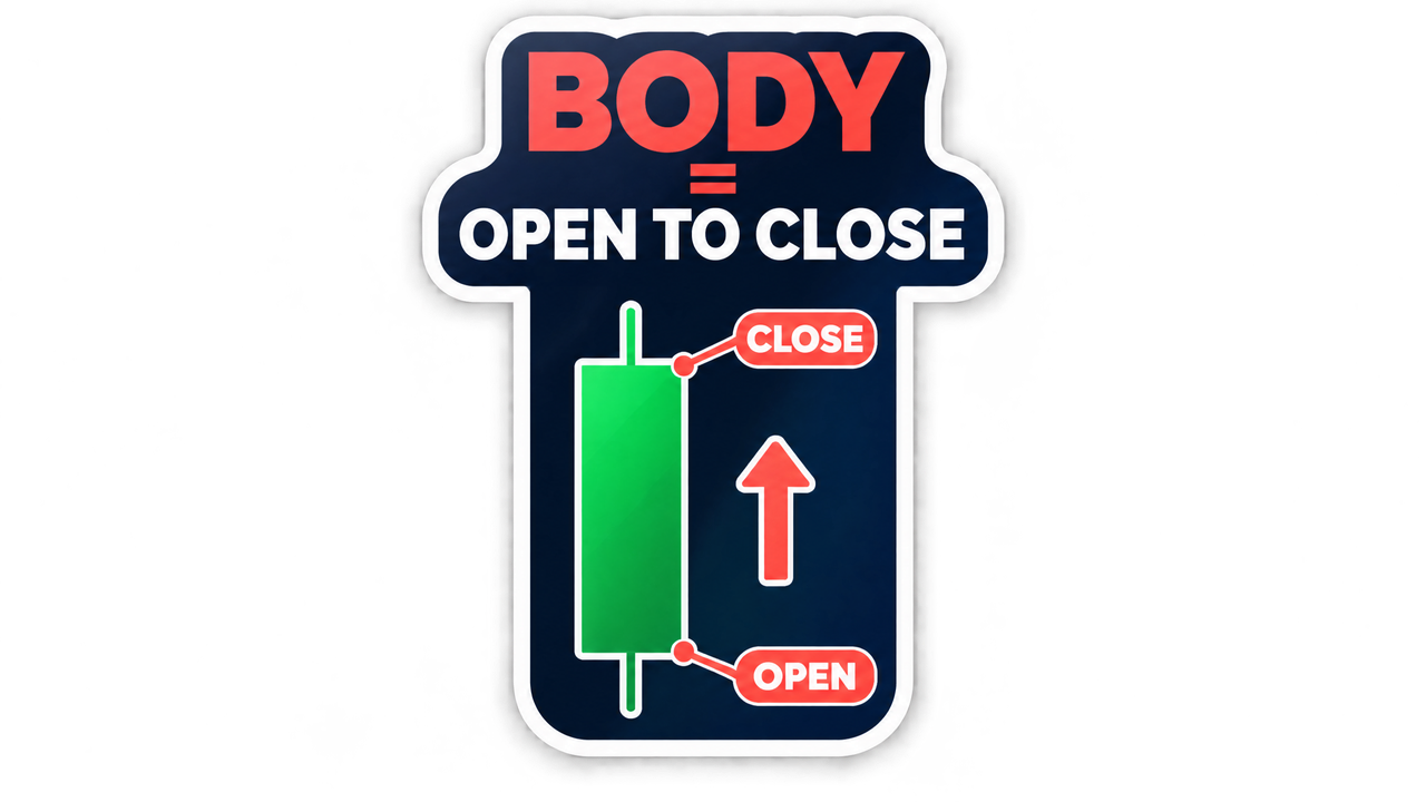 Candlestick body anatomy showing open and close