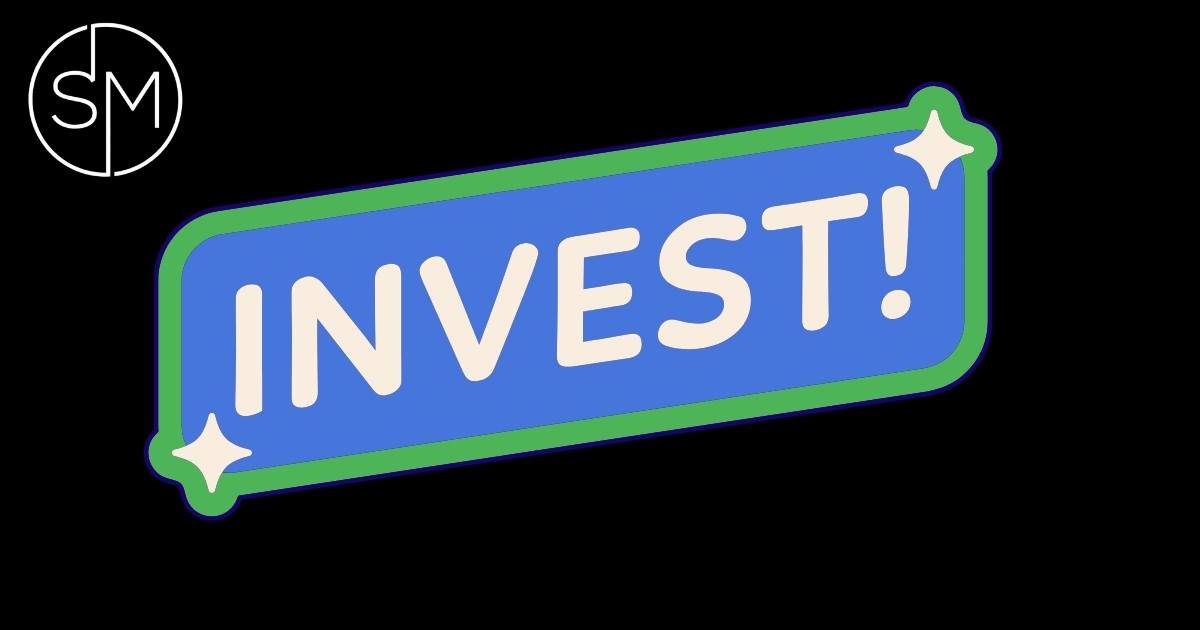 Blue and green invest sign illustration encouraging long-term participation