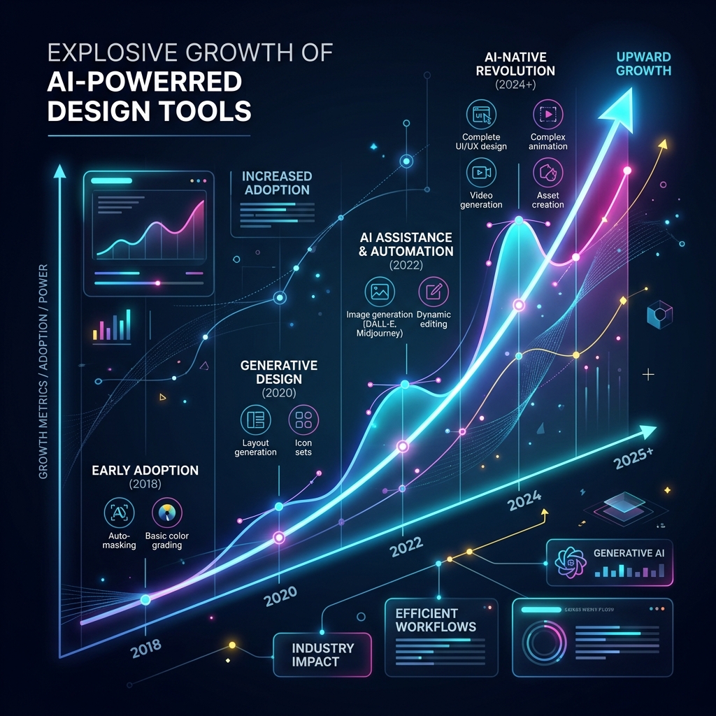 Infographic showing the growth trajectory of AI design tools like Figma