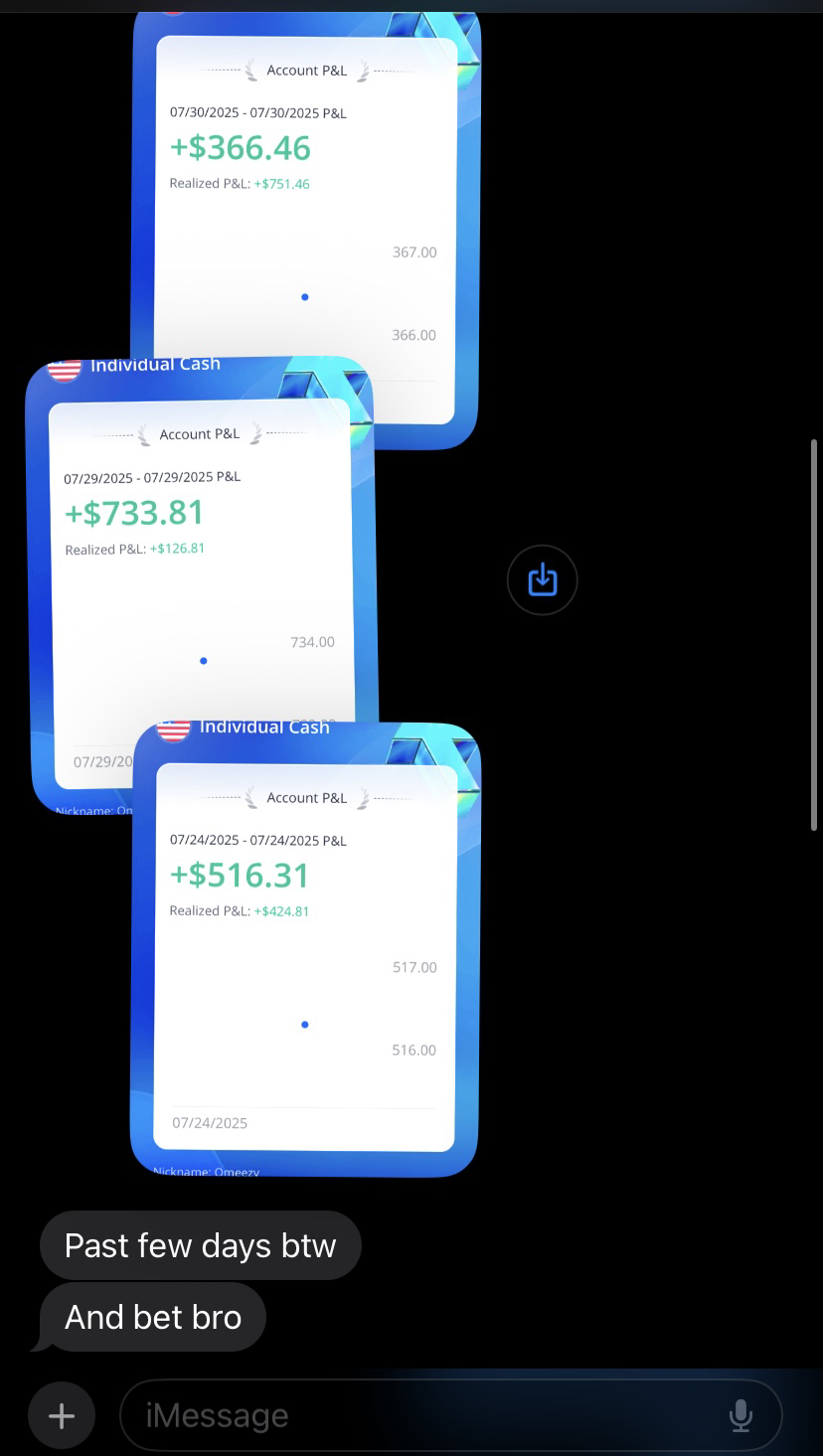 Three day Stackmode student stock trading profit collage showing consecutive profitable sessions